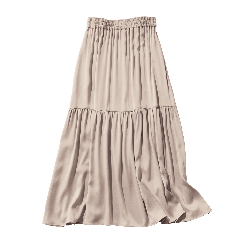 サンドウォッシュ シルク混 ティアードスカート フレアスカート ギャザースカート スカート 170702