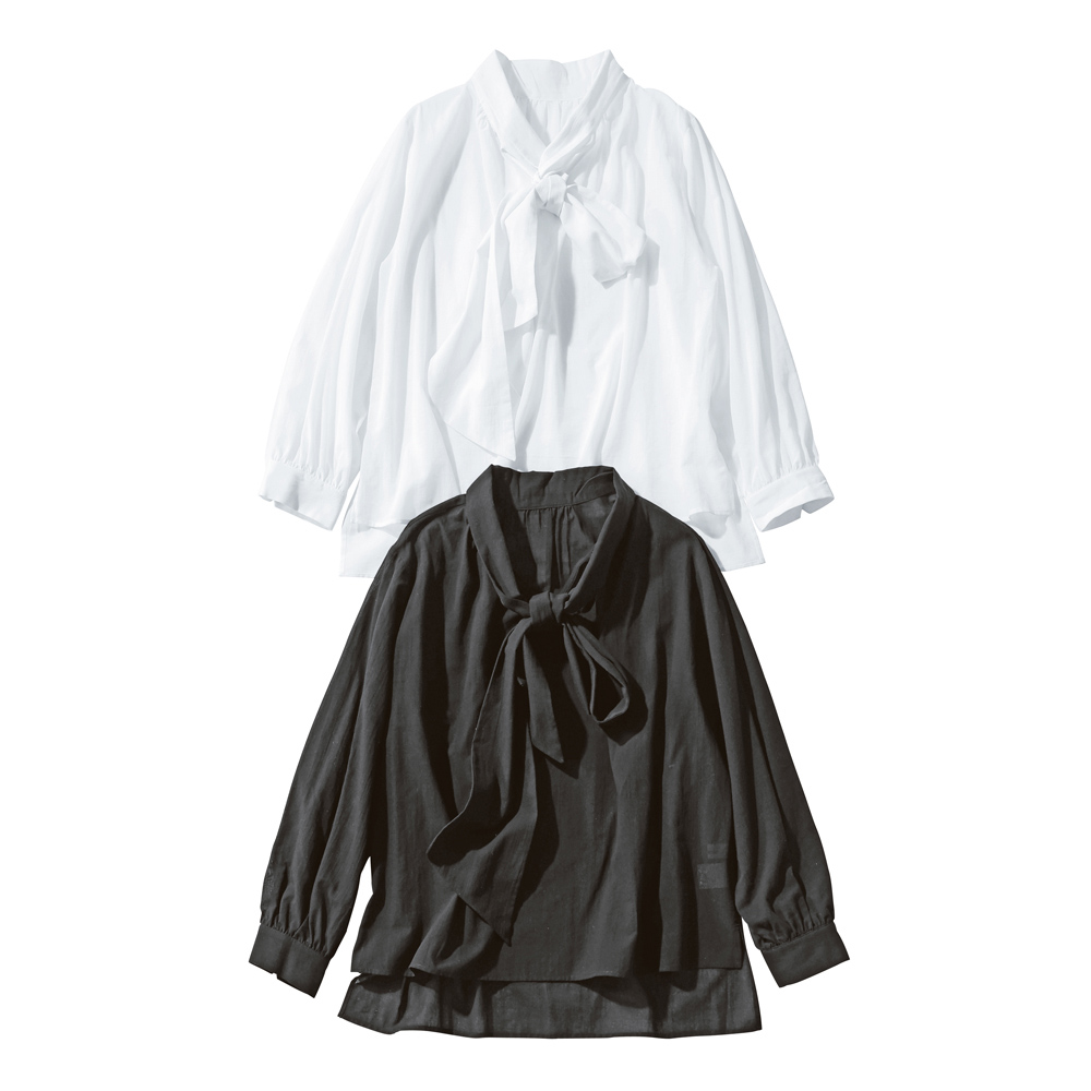 シアーガーゼ ボウタイブラウス プルオーバー シャツ ブラウス 172103