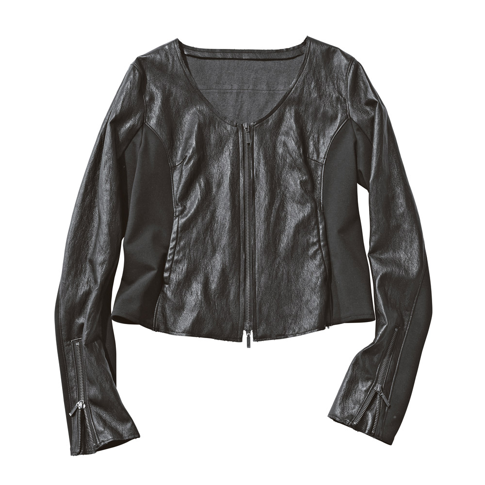 ジャージー切り替え フェイクレザー ジャケット サステナブル 172501