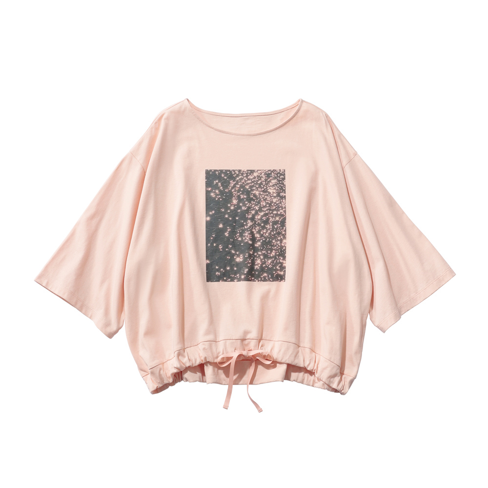 裾ドローストリング フォトプリント プルオーバー プルオーバー シャツ ブラウス 172502