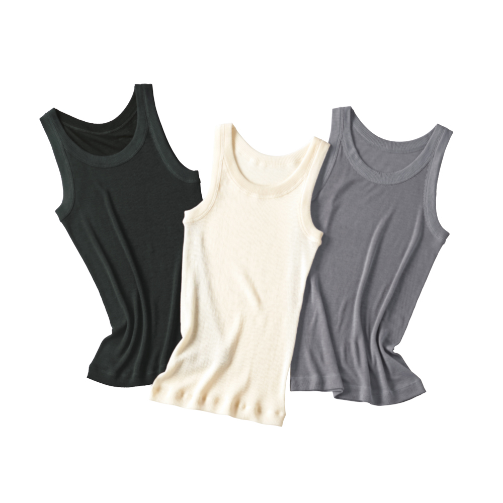 洗える ウールテクノラマ テレコタンクトップ (日本製) キャミソール タンクトップ Tシャツ カットソー 172603