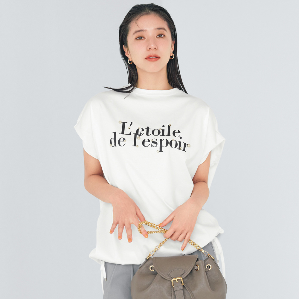 パールビジュー ロゴ ドローストリング Tシャツ 通販 - ディノス