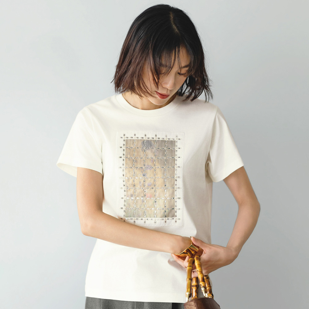 クリムト「接吻」 プリント刺しゅう Tシャツ(日本製) Tシャツ カットソー 207502