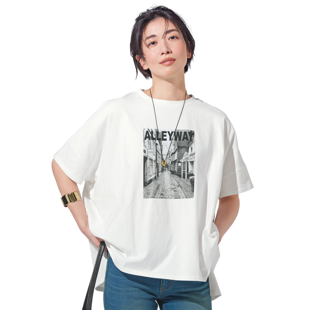 フォト ロゴプリント Tシャツ Tシャツ カットソー 211602