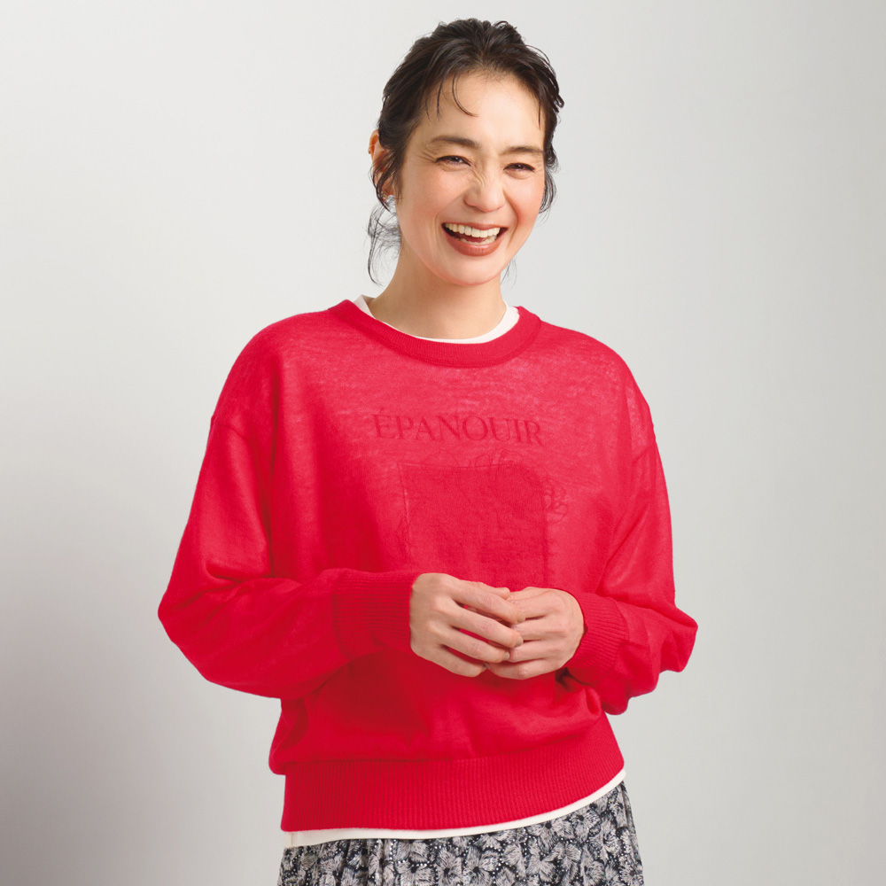 シアー ニットプルオーバー＆ロゴ ロングTシャツ 2点セット ニットセーター ニット セーター 219802