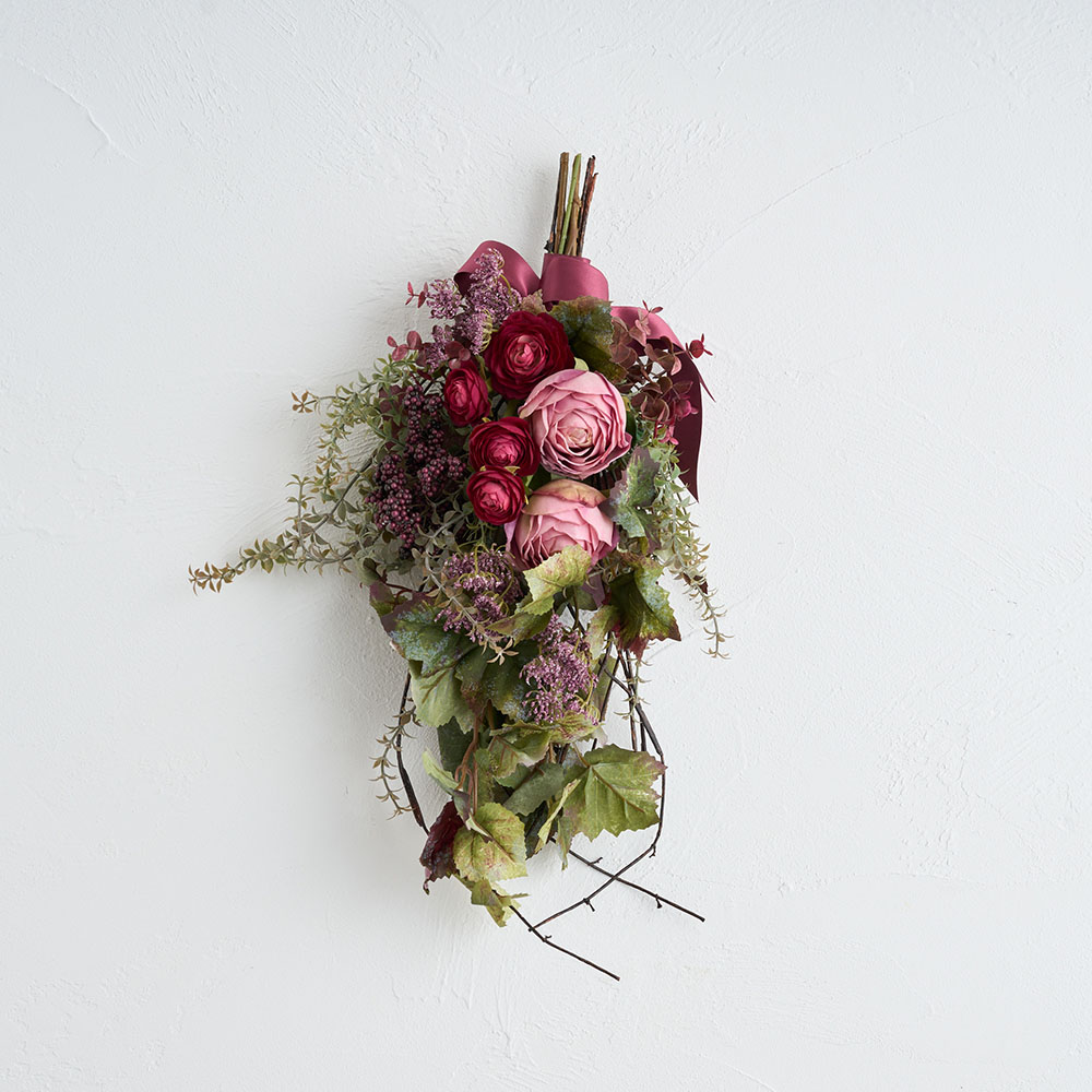 ヘッドドレス ドライフラワー68 カラードライフラワーヘアピンピンク