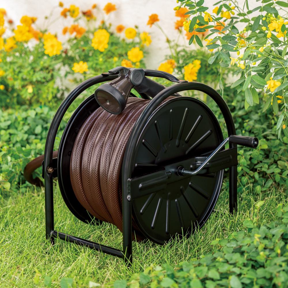 ガーデンホースリール 水道管収納棚ホースリール ロープ収納ラック 大容量 移動が簡単 菜園/園芸 散水コネクタ ABS/アルミ材質 広い適用 | 40m 水道管カーロール水道管収納棚ホースリールロープゲージコードライトワイヤー、ヘビーデューティー収納ラックガーデンホース ...