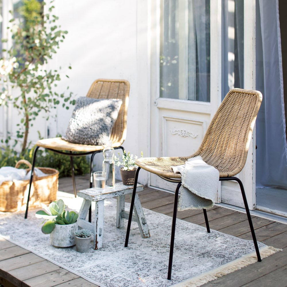 北欧ラタンスツール 2脚（完成品） ダイニングチェア 2脚セット