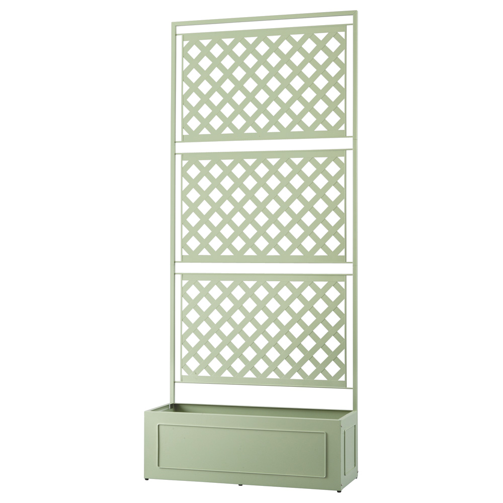 欧風トレリス付きプランターボックス〈セージグリーン〉高さ220cm G85705