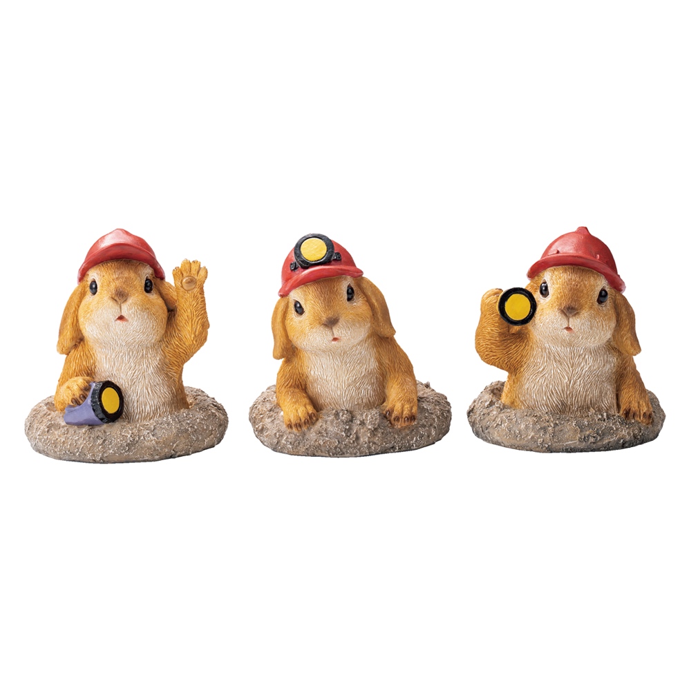 ヘルメットうさぎ3兄弟 ガーデン 置物 G86511