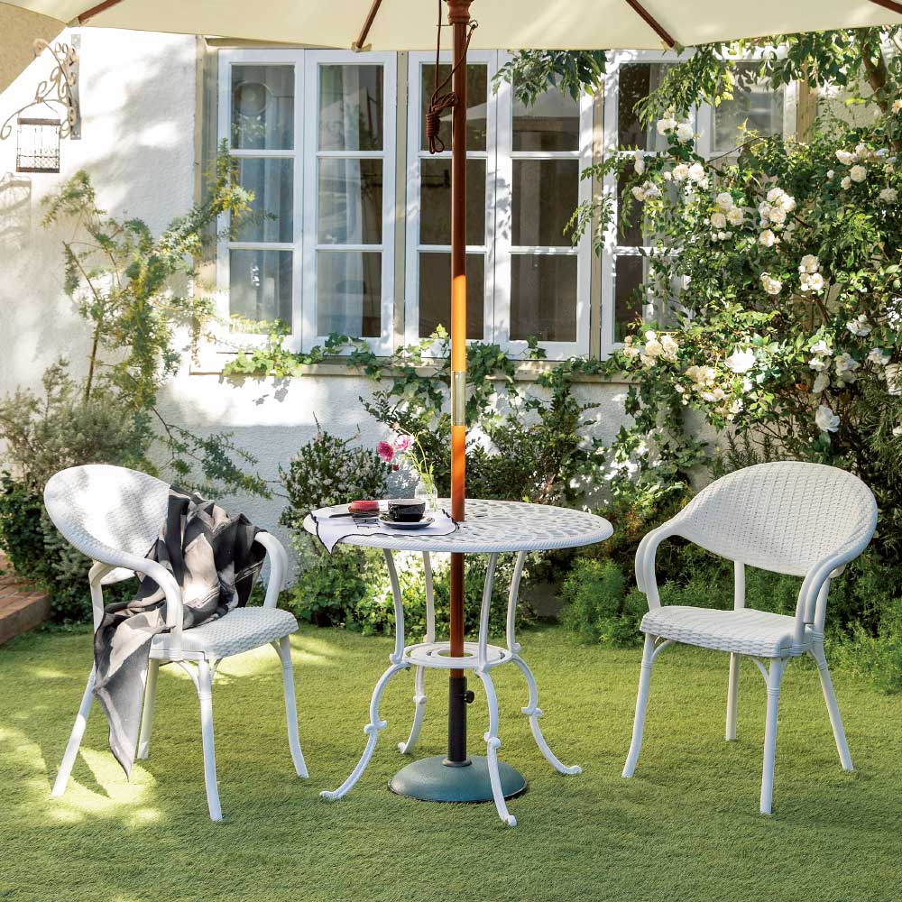 ホワイトクラシカル3点セット(テーブル×1、チェア2脚) ガーデンファニチャーセット ガーデンファニチャー G85002