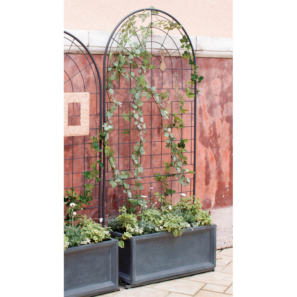 プランター台付きワイドトレリス〈グレー〉 ラウンドハイタイプ G86606