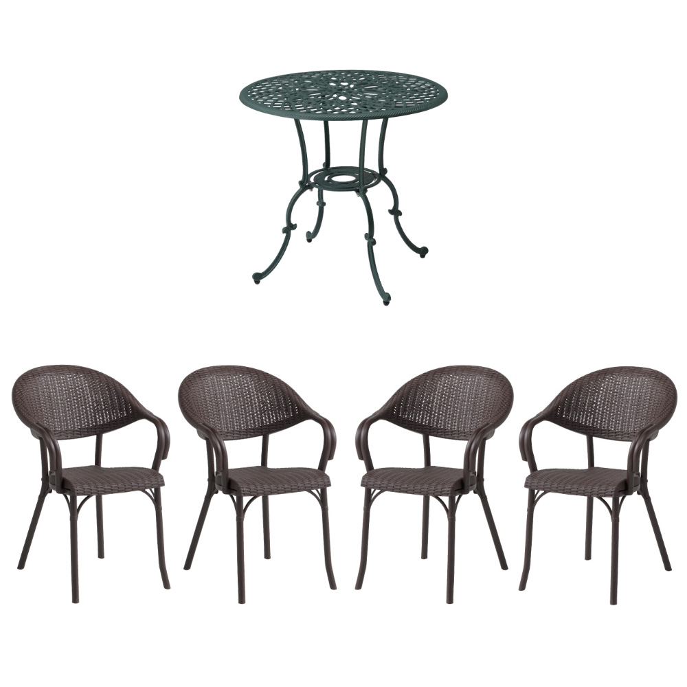 フロールガーデン5点セット(テーブル径80cm×1、チェア4脚) ガーデンファニチャーセット ガーデンファニチャー G95318