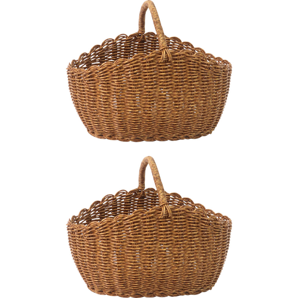 ジャバジャバ洗える！ラタン調バスケット2個セット ガーデニンググッズ G95518