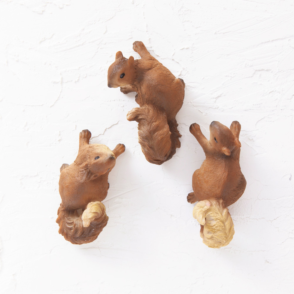 木登りりす 3匹セット ガーデン 置物 G95616