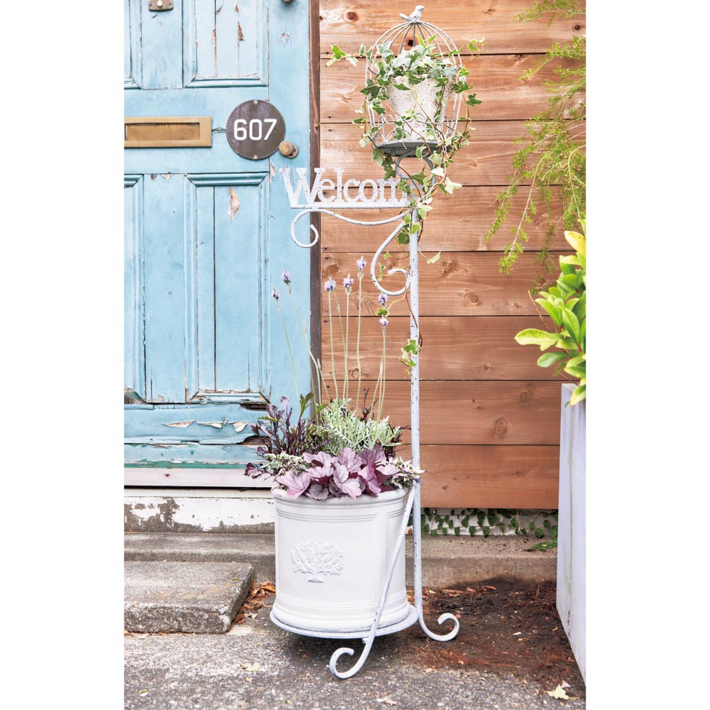 ピューター薔薇エンジェルウェルカムスタンドアンティーク長  ヴィンテージ レア物 アンティーク風の可愛いディスプレイ雑貨、チェリーの上に乗る天使の