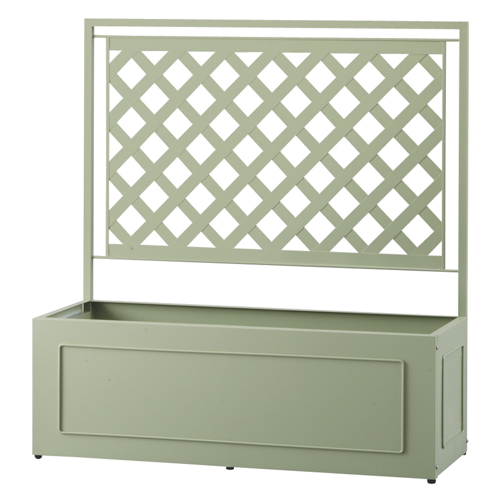 欧風トレリス付きプランターボックス〈セージグリーン〉高さ102cm G01003