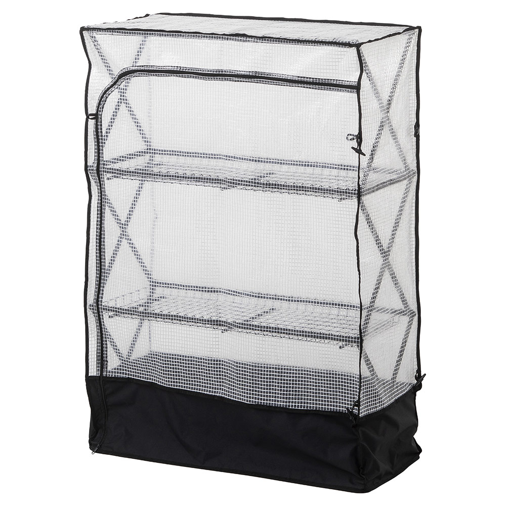 植物に優しいバルコニーラック カバー付き 4段 折りたたみ式 温室 G01227