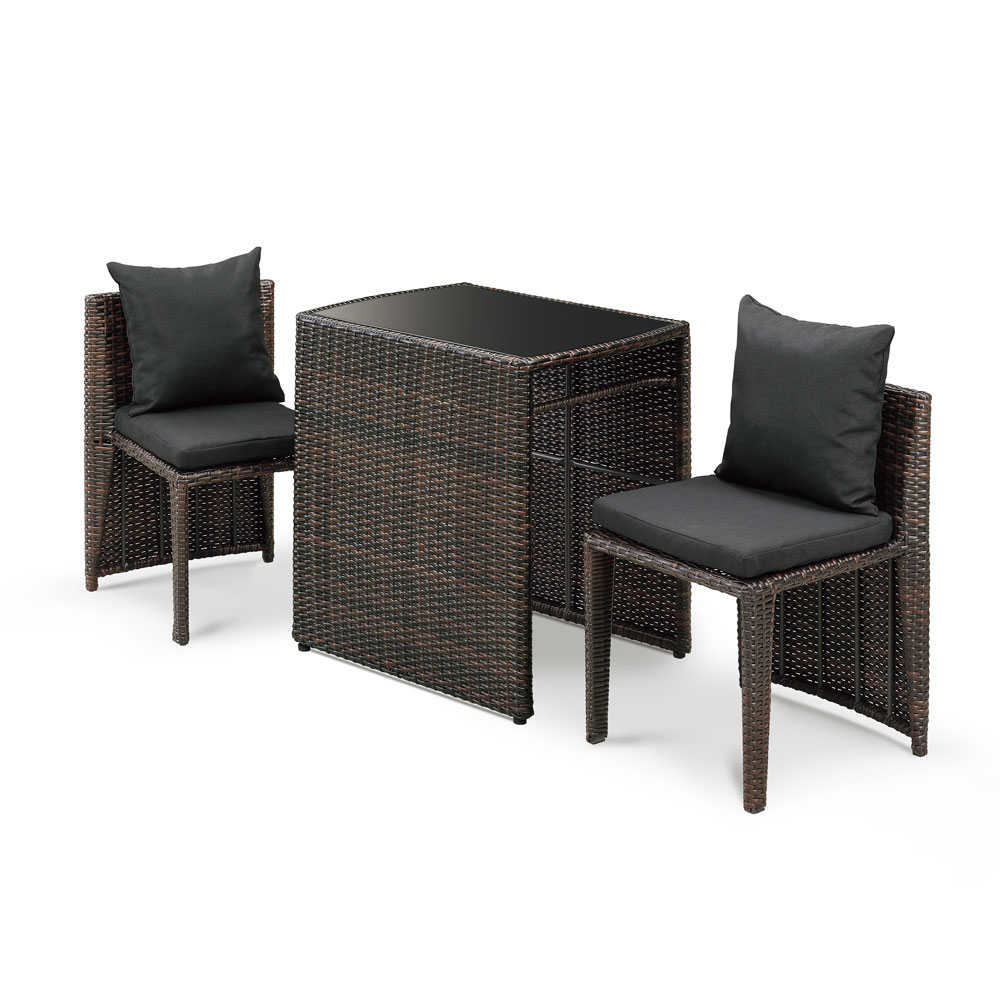 ラタン調コンパクトテーブル3点セット ガーデンファニチャーセット ガーデンファニチャー G01306