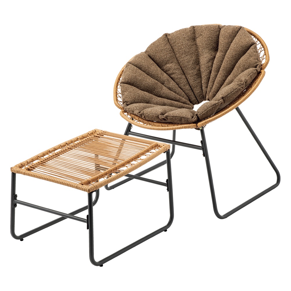 ポピーチェア オットマン付き ガーデンチェア ベンチ ガーデンファニチャー G02416