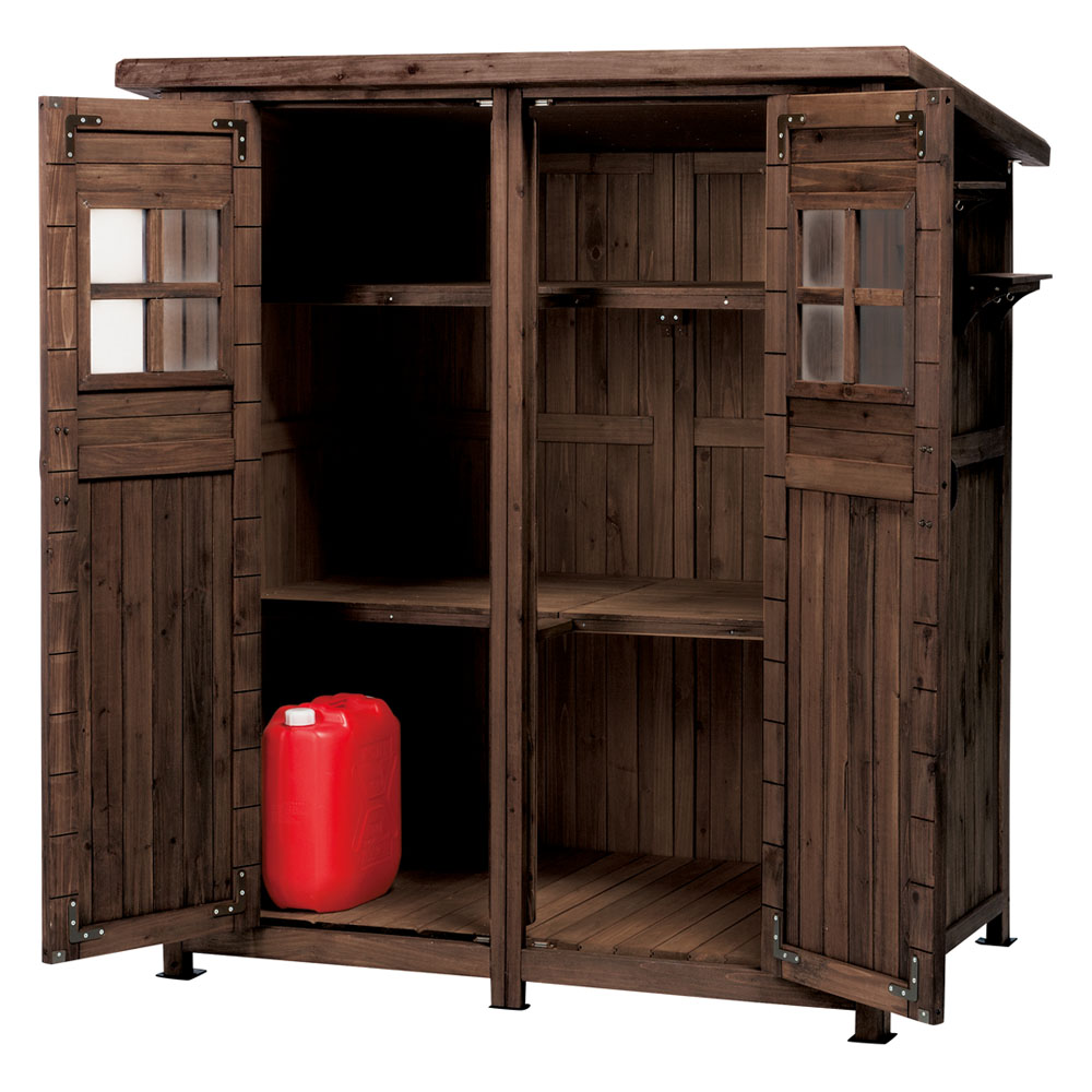 カントリー調物置 幅156cm ランタンソーラーライト＆アーム付 物置 G02702