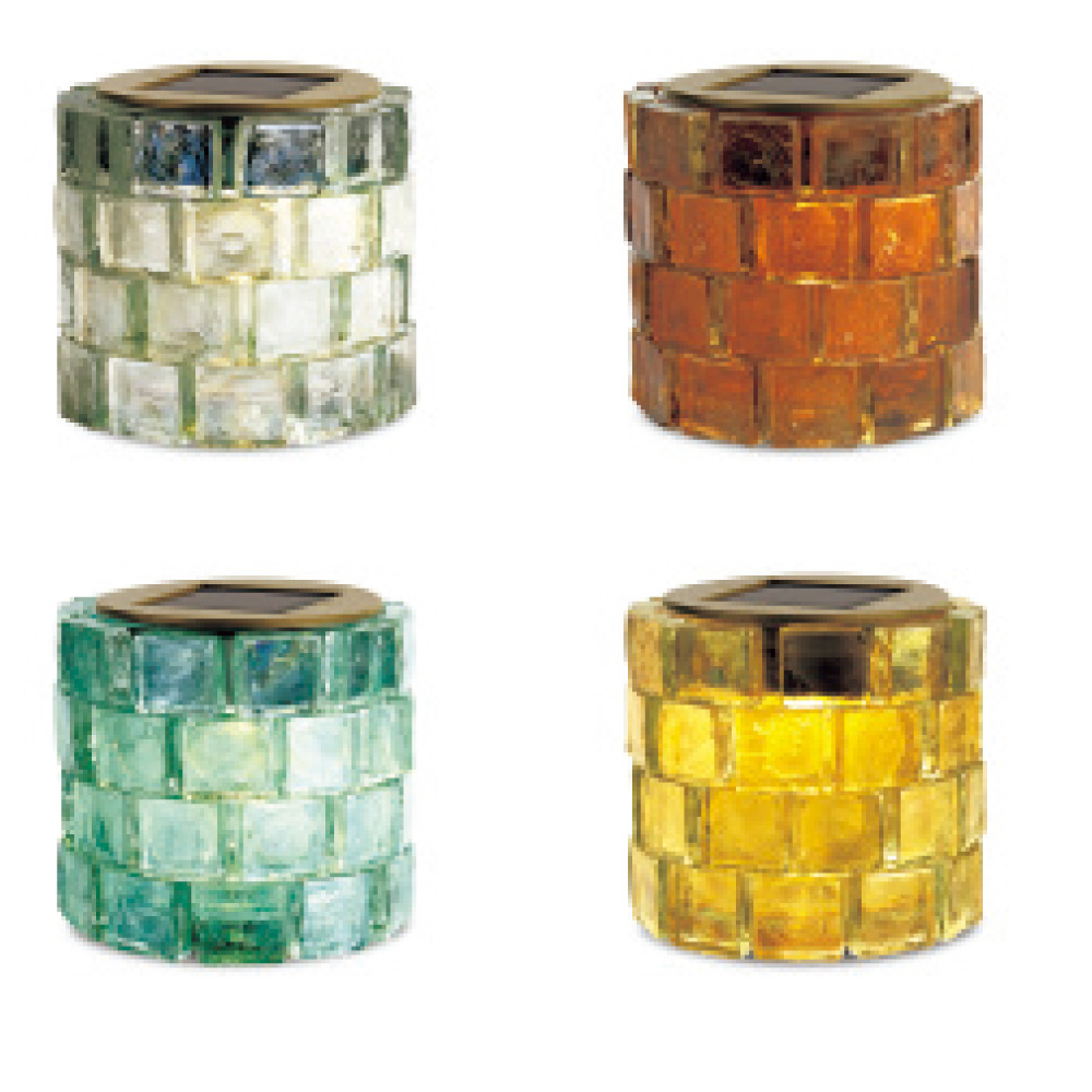 影を楽しむガラスタイルのソーラーライト ガーデン 庭用照明 G03411