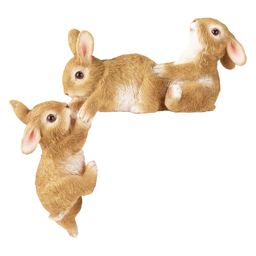 段差に置ける！助け合いうさぎ ガーデン 置物 G03513