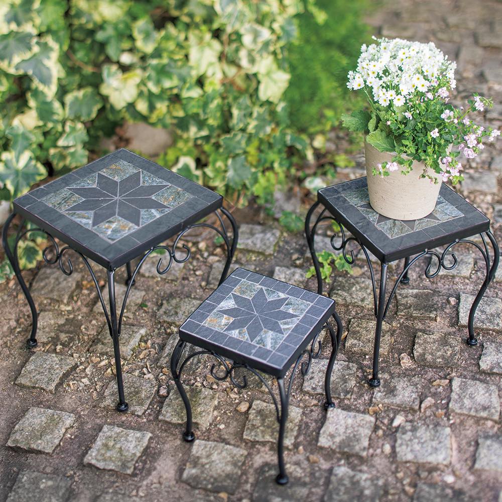 モザイク花台3点セット プランター 植木鉢 鉢カバー G00404