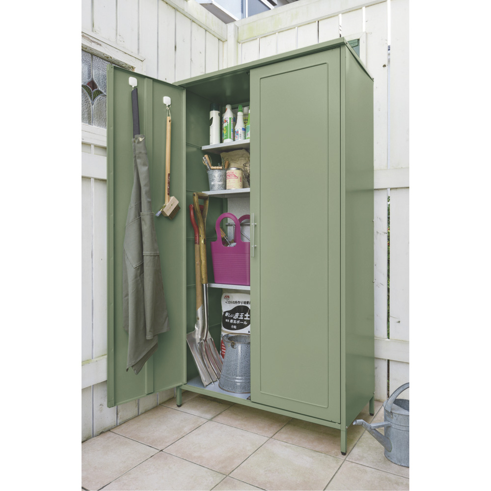 欧風収納庫〈セージグリーン〉高さ168cm 物置 G01014