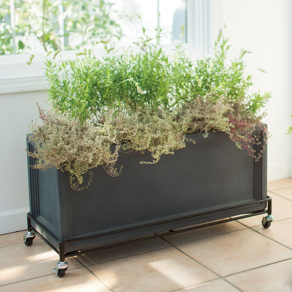 頑丈アイアンキャスター付き鉢台 長方形 フラワースタンド プランタースタンド 花台 G01216