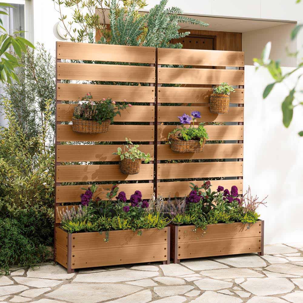 ハンギングできる人工木プランターボックス 高さ150cm 幅72cm G01701