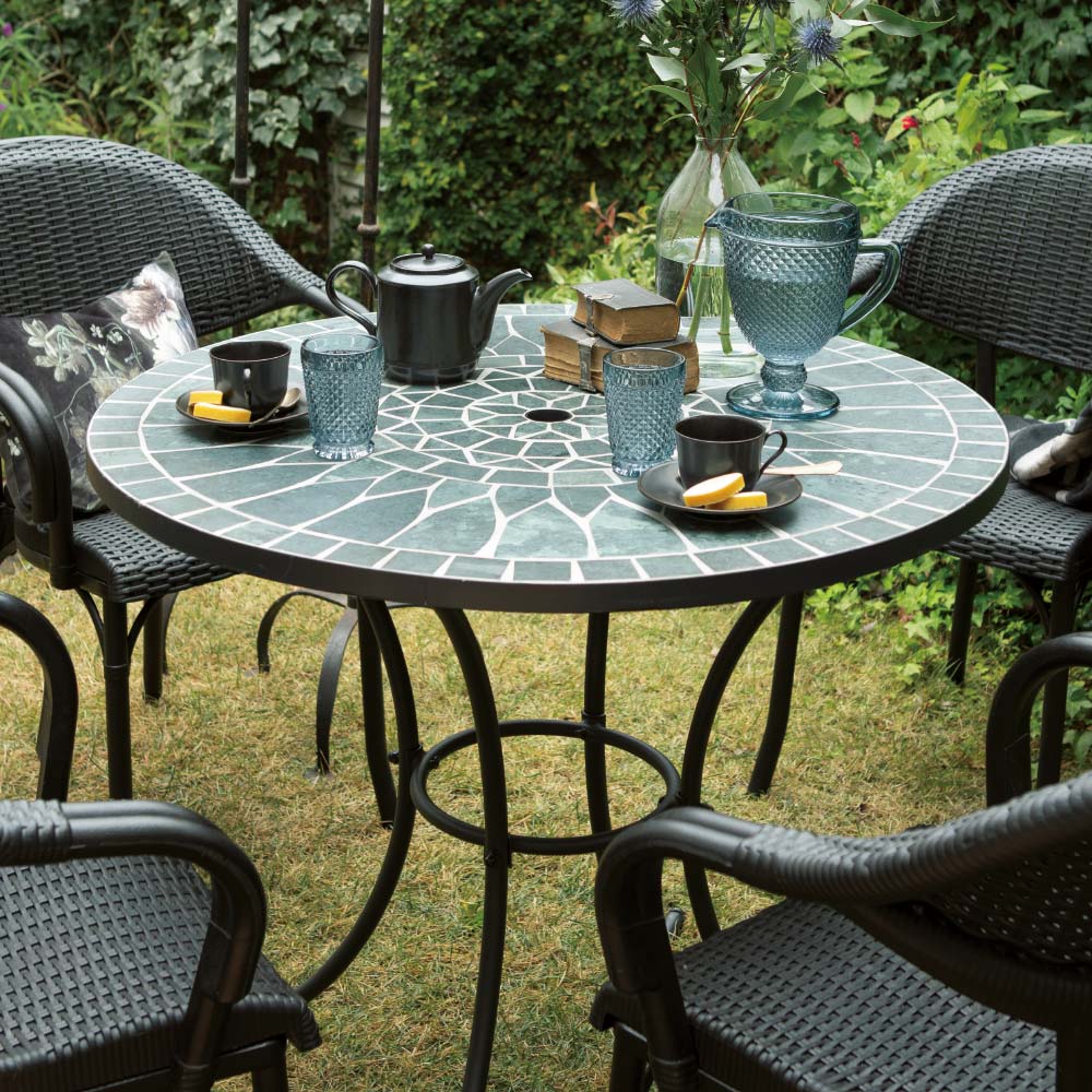 グリーンモザイクテーブル径90cm ガーデンテーブル ガーデンファニチャー G02204