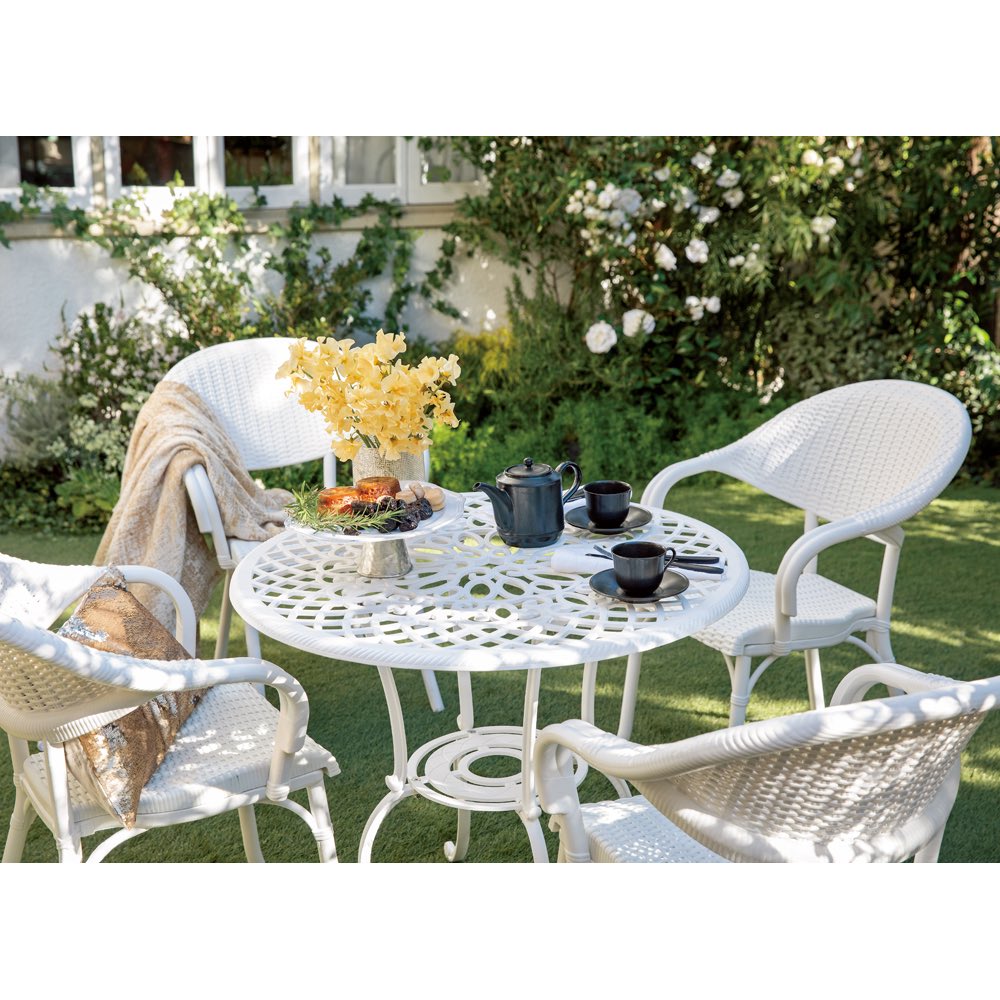 ホワイトクラシカル5点セット（テーブル×1、チェア4脚） ガーデンファニチャーセット ガーデンファニチャー G02224