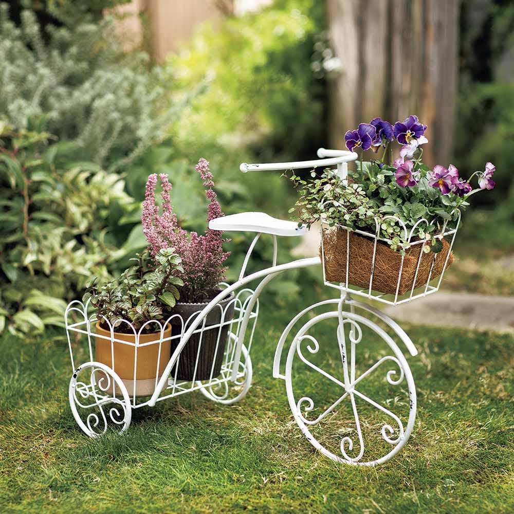 ホワイトサイクルフラワースタンド ガーデニンググッズ G02228