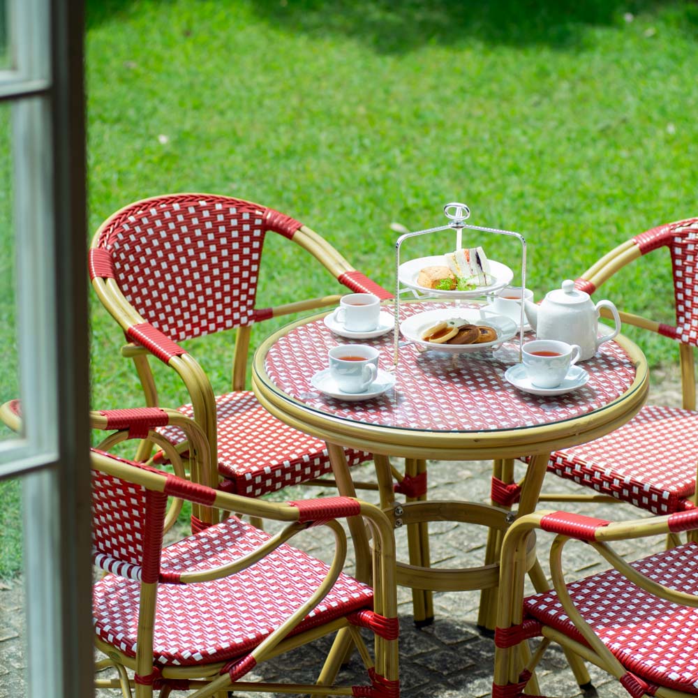 ヨーロピアンラタンテーブル＆チェア 5点セット ガーデンファニチャーセット ガーデンファニチャー G02314