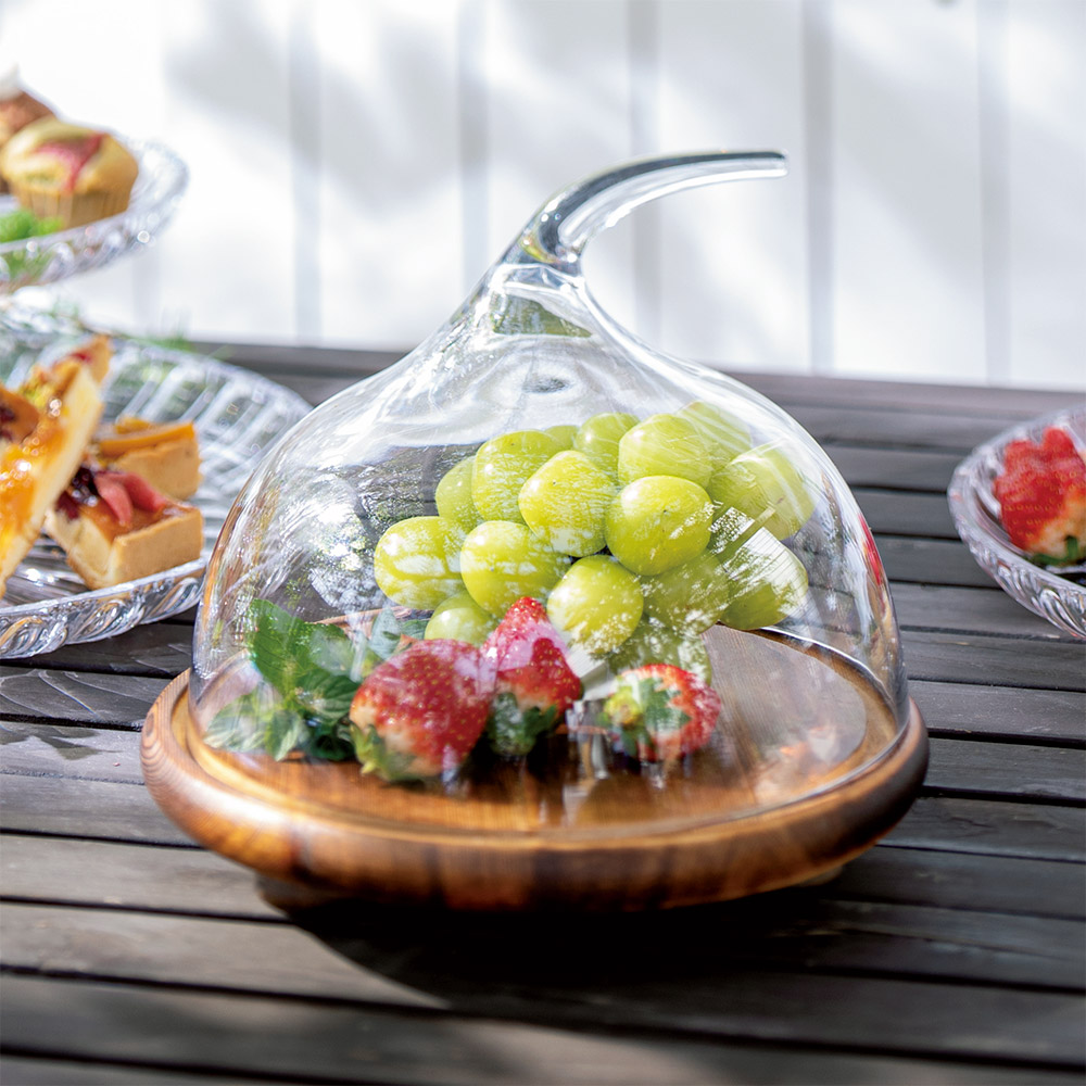 割れない!木製トレー付きケーキドーム ガーデニンググッズ G02383