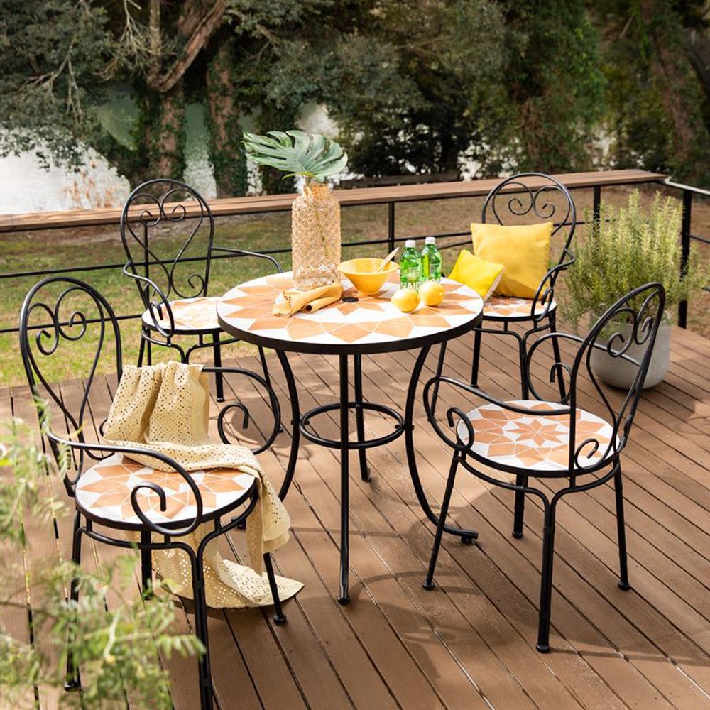 アンソレイユファニチャー ラウンド大 5点セット ガーデンファニチャーセット ガーデンファニチャー G02403