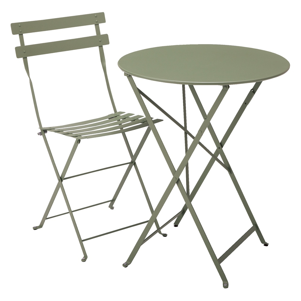フランス製ビストロテーブル＆チェア 径77cm3点セット ガーデンファニチャーセット ガーデンファニチャー G02604