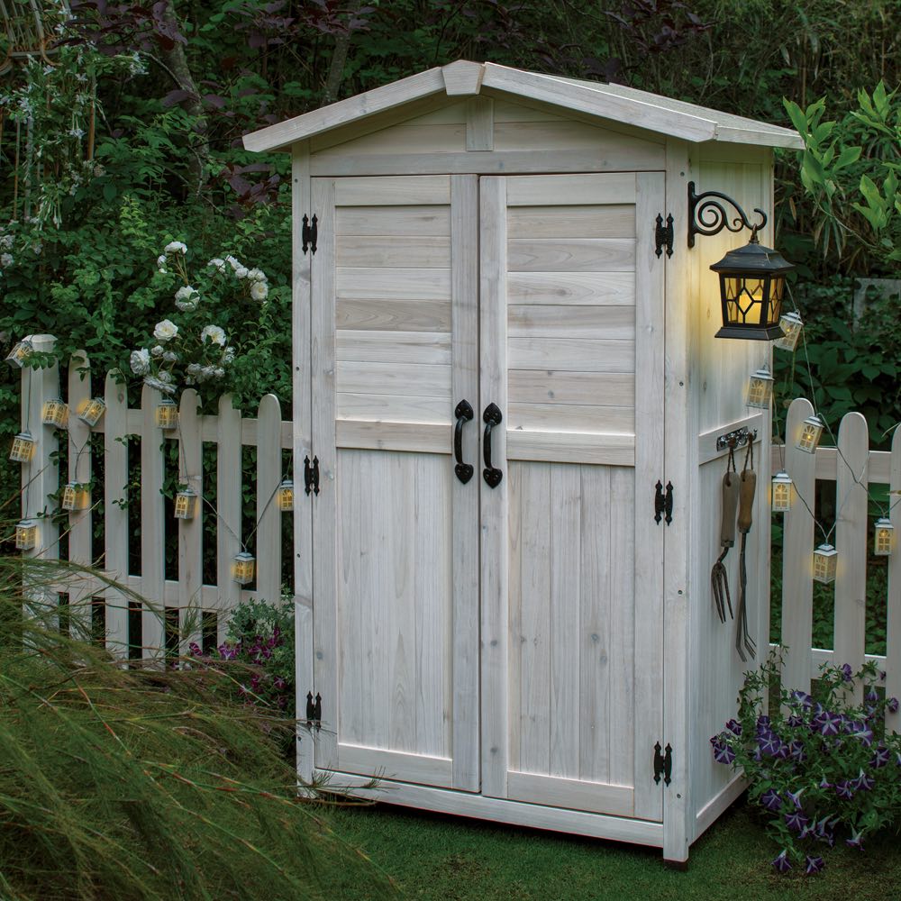 ツールフック付き三角屋根収納庫 幅106cm ソーラーライト付 物置 G02707