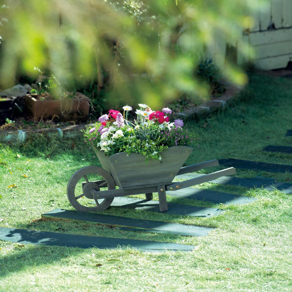 木製車輪付きプランター プランター 植木鉢 鉢カバー G03315