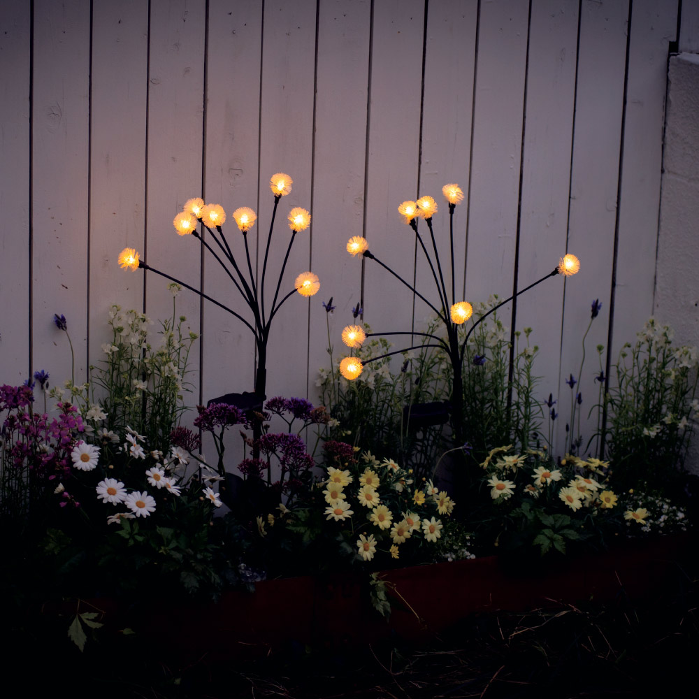 風で揺れるたんぽぽライト２本組 ガーデン 庭用照明 G03405