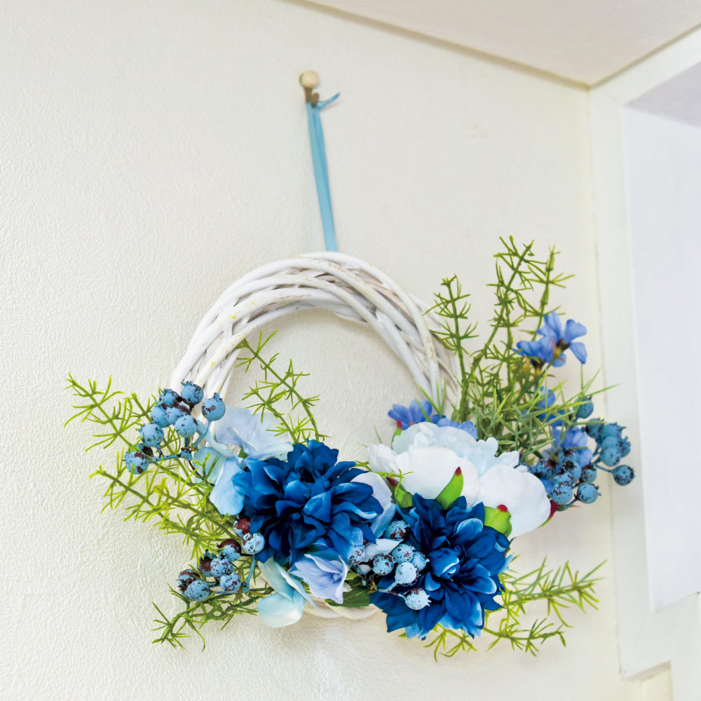 夏風薫る芍薬とダリアのブルーリース ガーデニンググッズ G03423