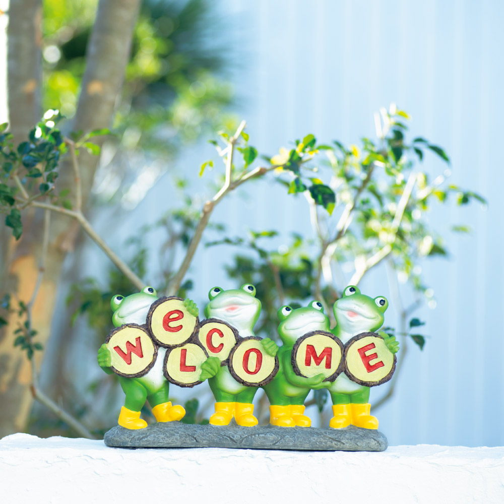 WELCOMEかえる ガーデン 置物 G03503