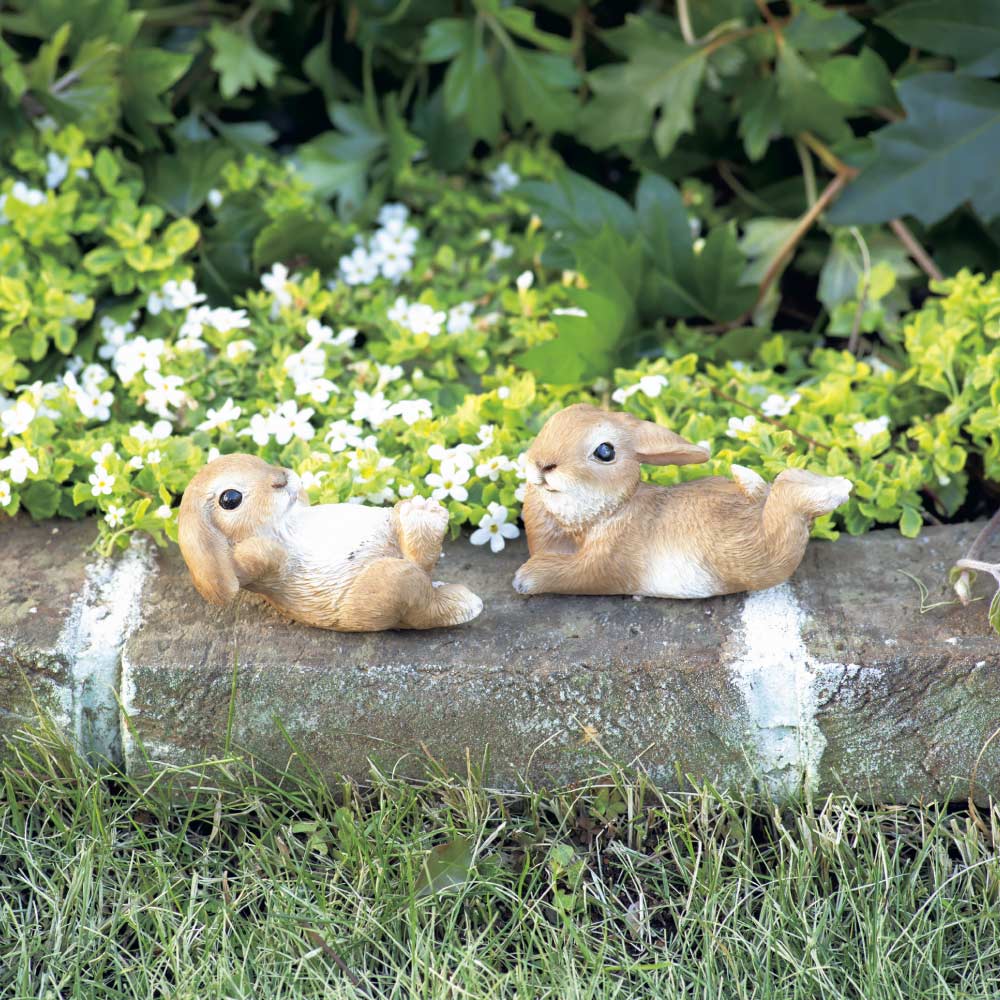 おさぼりウサギ２種 ガーデン 置物 G03518