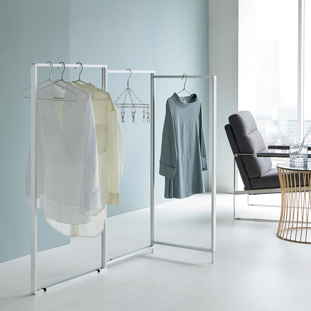 アルミ製 薄型ランドリースタンド３連 室内 屏風型物干し 通販 ディノス