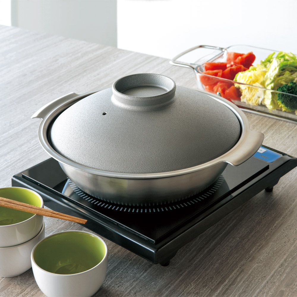 本物◇ ヨシカワ 土鍋風ステンレス鍋 SJ1858 もみじ27cm 調理器具