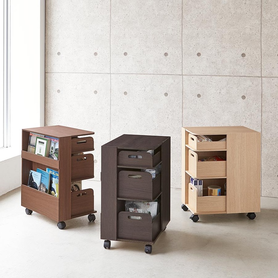 茶 使い勝手抜群 キャビネット デスクワゴン 3段収納 【公式通販】