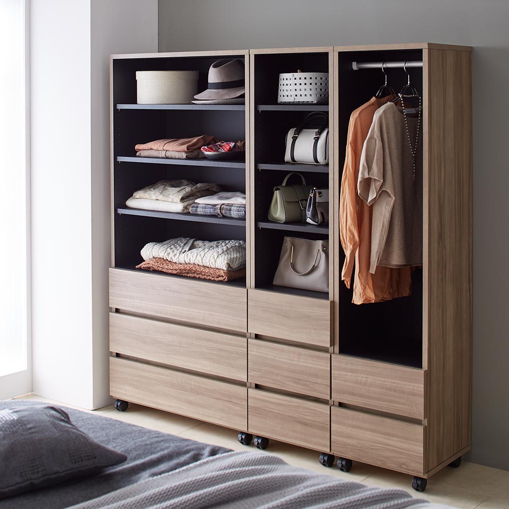 IKEA 美品ワードローブ 挿し クローゼット ブラック ミラー扉
