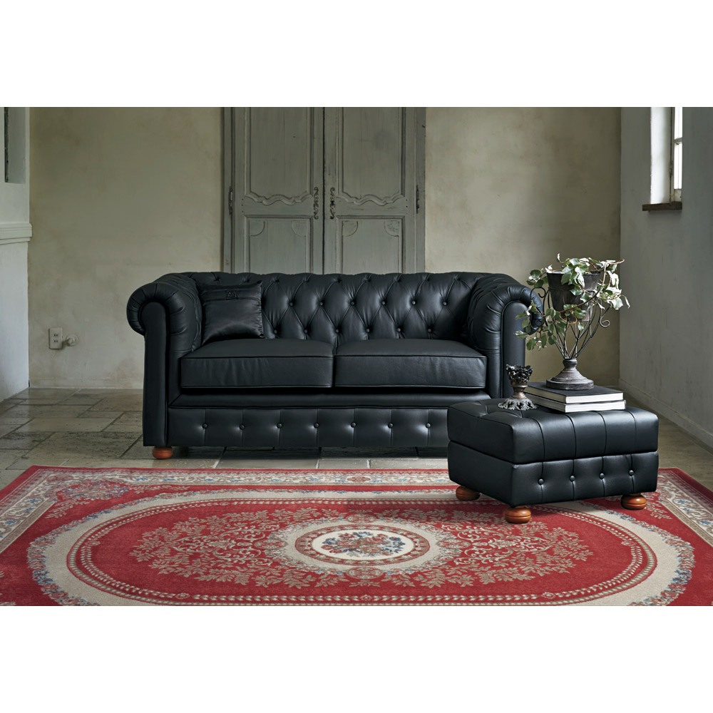 LeClass/ルクラス チェスターフィールド 本革張りレザーソファ3人掛け