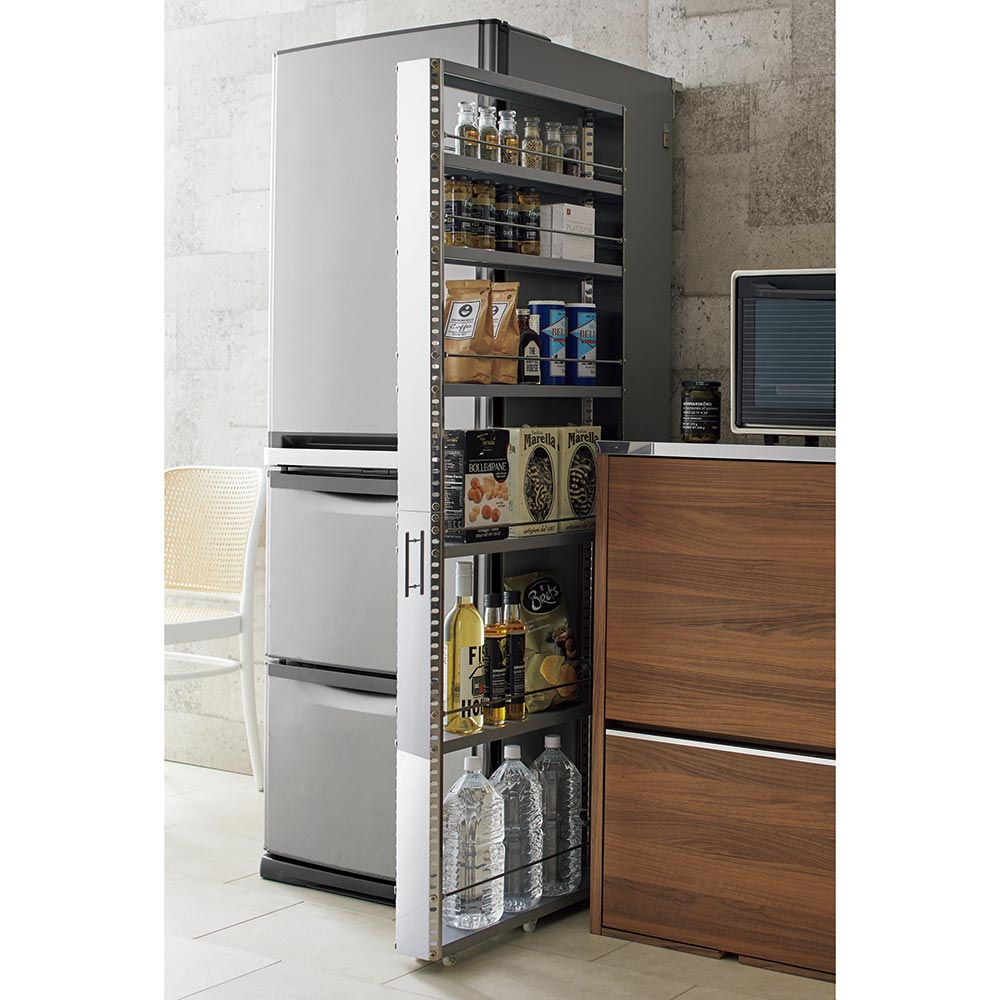 ステンレスすき間収納ワゴン ハイタイプ 幅10cm 高さ159cm ｜ 国産 幅10奥行60.5高さ159cm］ ステンレス製キッチンすき間収納ワゴン 日本